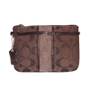 Coach Signature Logo Brown Wristlet